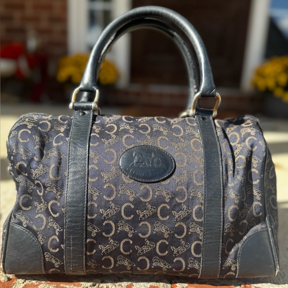 CELINE Navy Blue Boston Bag -  Rare Vintage Iconic Monogram! - Picture 4 of 11